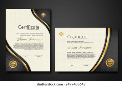 Luxury certificate template with textured effect dan line gold shine on frame background. new collections