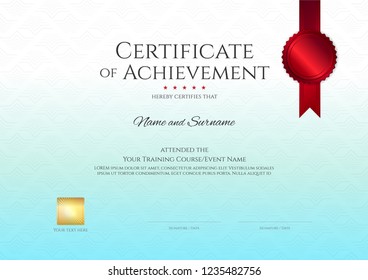 Luxury certificate template with watermark background, border frame, Diploma design for graduation or completion
