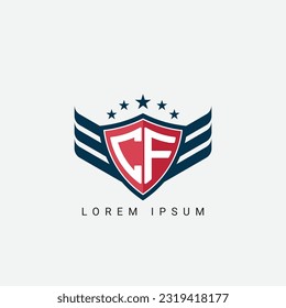 Luxury CF, FC Letter Wing with Shield Logo template