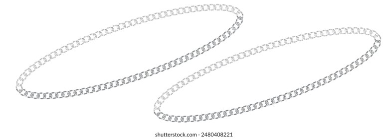 Luxury chains from base metals, fashion concept. Gold chain isolated. Vector necklace on white background. Chunky chain golden metallic necklace or bracelet.