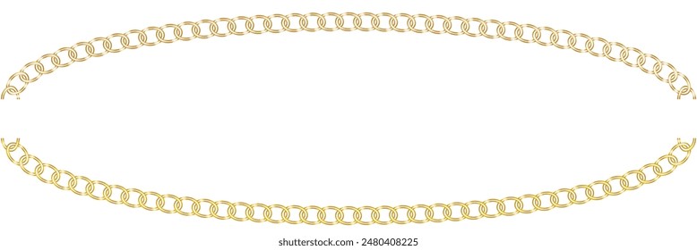 Luxury chains from base metals, fashion concept. Gold chain isolated. Vector necklace on white background. Chunky chain golden metallic necklace or bracelet.