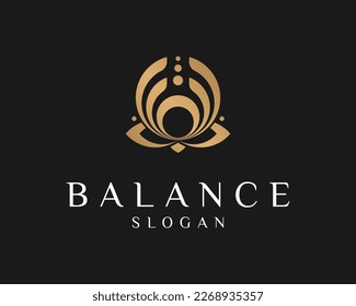 Luxury Chakra Meditation Soul Spiritual Healing Balance Life Flower Lotus Golden Vector Logo Design