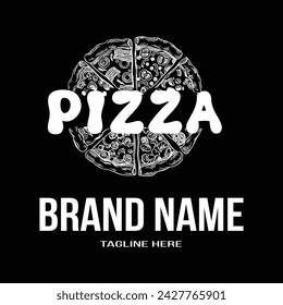 Luxury Cheese pizza slice logo Design with Black Background.