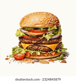 Ilustración EPS vectorial Cheeseburger de lujo