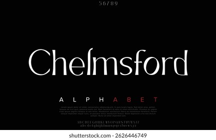 Luxury Chelmsford Free Regular alphabet letters font for logo