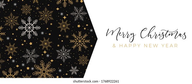 Luxury Christmas background with linear snowflakes. Merry Christmas card. Elegant concept for social networks, banner, invitation, mobile, greeting cards etc. Vector illustration