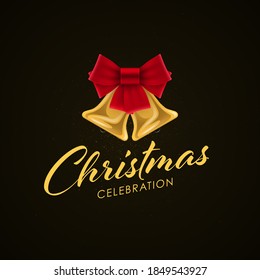Luxury Christmas banner design. Christmas Celebration lettering with Christmas bell.