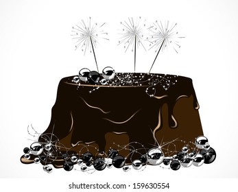 Luxury Christmas cake with chocolate and sparklers