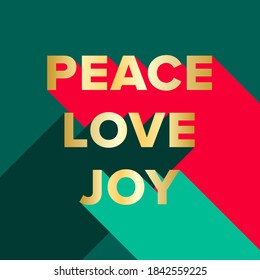 Luxury Christmas Card with Peace Love Joy Luxury Gold Foil Typography