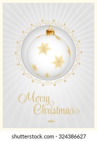 Luxury Christmas card white background with vintage ball. Vector Illustration.