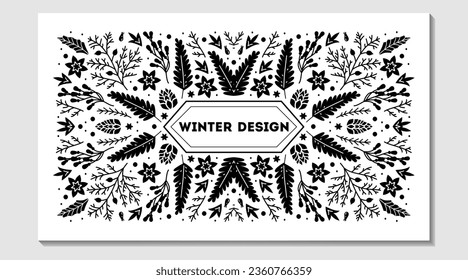 Luxury Christmas frame, abstract sketch winter design templates for package