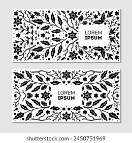 Luxury Christmas frame, abstract sketch winter design templates for package