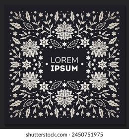 Luxury Christmas frame, abstract sketch winter design templates for package