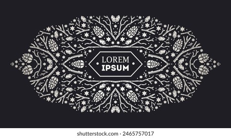 Luxury Christmas frame, abstract sketch winter design templates for package
