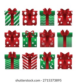 Luxury Christmas Gift Boxes Vector Illustration