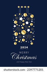 Luxury Christmas Greeting card design vector for travel or tourism company. Christmas luggage bag art on dark blue background. 
Design illustration for cover, greeting card, print, poster, wallpaper