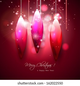 Luxury Christmas greeting card with glass decorations