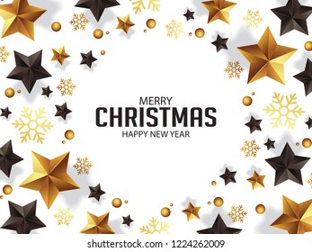 luxury christmas greetings with gold and black stars