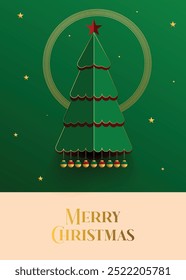 Luxury christmas invitation card art deco design vector. Christmas tree, with background.