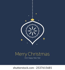 Luxury Christmas invitation card art deco design vector. Christmas bauble ball, pine cone, holly sprig line art background. Design illustration for cover, print, poster, wallpaper.