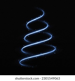 Luxury Christmas with light effect. Christmas concept. Magic sparkle Christmas tree on black background.