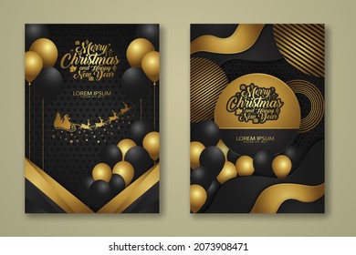 luxury Christmas Poster Template with Shiny Gold and texture background. Vector illustration