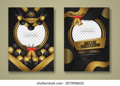 luxury Christmas Poster Template with Shiny Gold and texture background. Vector illustration