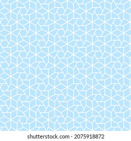 Luxury Christmas print with white line abstract snowflakes on blue background for you holiday design print. Vector Pattern seamless colourful abstract stars.
