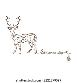 Luxury Christmas reindeer swirl calligraphic vector for card design