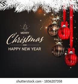 Luxury Christmas social media golden and black background for promote isolate background,promotion post templates,post square frame for social media,3D vector.
