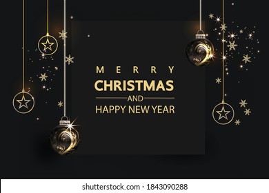 Luxury Christmas social media golden and black background for promote isolate background,promotion post templates,post square frame for social media,vector 3D.
