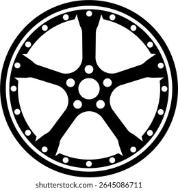 Luxury chrome alloy wheel in close-up as an automotive background.  Close up shot of a new car rim. aluminum Car wheel - vector illustration