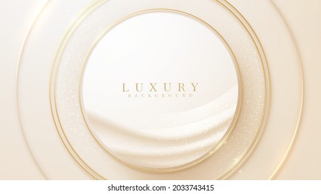 luxury circle background with glitter gold lines, vector illustration scene.