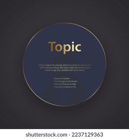Banner de círculo de lujo, botón de círculo dorado, diseño de botón de círculo premium para el diseño de menú Premium, Paquete de cubierta de producto, Bolsa,Informe anual financiero para diseño de folletos para empresas.