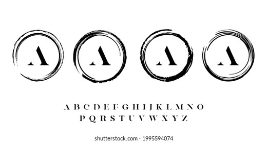 Luxury circle brush stroke logo design collection