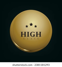 Botón Círculo de lujo, dorado, premium aislado sobre fondo negro. Juego de botones círculo color moderno ilustración de oro vector, metal lujo ui conceptos