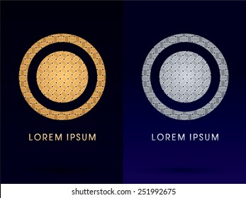 Luxury Circle, designed using gold and silver line geometric shape on dark background, idea from wicker,basket ,woven, ribbons, jewelry, diamond ,rope, logo, symbol, icon, graphic, vector.
