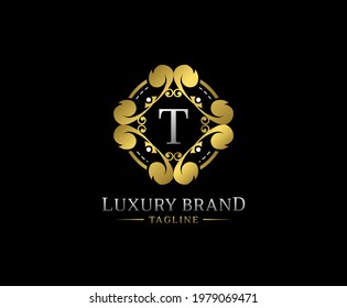 Luxury circle gold mandala icon logo design