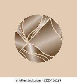Luxury circle logo emblem.Organic style icon isolated on light background.Nature deco design, beauty, spa shapes.Modern, decorative concept.Abstract circular design illustration.Gold color.