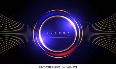 Diseño de color oro resplandeciente abstracto de círculo de lujo con efecto brillante.