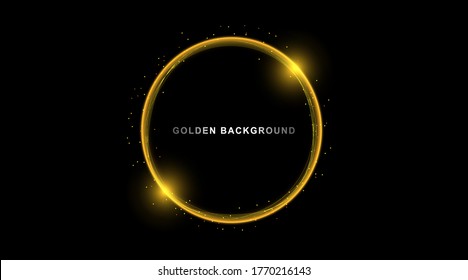 Luxury circle vector abstract shiny color gold design element with glitter effect.