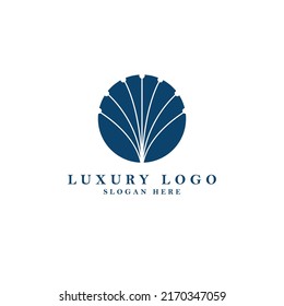 Luxury Circle Vector Logo With Abstract Floral Ornament. Logo For Hotel, Beauty Care, Daycare, Retirement Home, And Service-based Business.