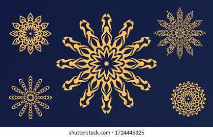The luxury circular floral pattern of mandala collection.A set of colorful gradient mandala wallpaper.