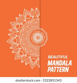 luxury circular pattern mandala background in orange color