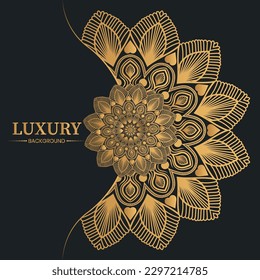 luxury circular pattern mandala  design background in gold color