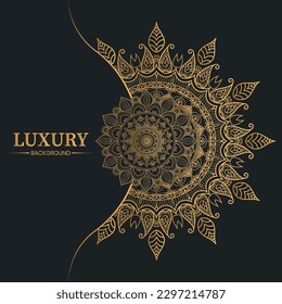 luxury circular pattern mandala  design background in gold color