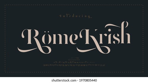 Luxury classic alphabet letters font and number. Typography elegant wedding lettering serif fonts decorative vintage retro concept. vector illustration