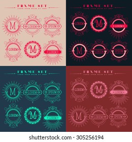 Luxury, classic, art deco, linear, minimal, hipster geometric, vintage, monogram, frame , border, label for your logo badge or crest. Business Identity for hotel or restaurant