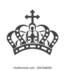 Luxury Classic Black Crown King or Queen Silhouette. Vector Image