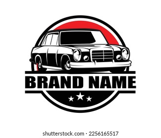 luxury classic car silhouette vector illustration isolated on white background showing from front. Best for badge, emblem, icon, sticker design. available eps 10.